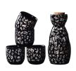 5 Pcs Ceramic Japanese Sake Set Traditional 1 Tokkuri Bottle & 4 Ochoko Cups [O]