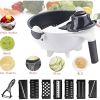 New 9 in 1 Multi-function Magic Rotate Vegetable Cutter with Drain Basket Large Capacity Vegetable Cutter Portable Slicer Chopper Grater Veggie Shredd