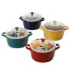 Floral 13-Ounce Assorted Color Casseroles with Lid, Set of 4