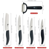 Rirool 5 Pcs Ceramic Knife Set, Professional Home Kitchen Knife with Covers, 6" Chef Knife, 5" Utility Knife, 4" Fruit Knife, 3" Paring Knife and a Pe