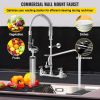 VEVOR Commercial Faucet Pre-Rinse with Sprayer, 8" Adjustable Center Wall Mount Kitchen Faucet with 12" Swivel Spout, 36" Height Compartment Sink Fauc