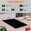 VEVOR Electric Cooktop, 2 Burners, 12'' Induction Stove Top, Built-in Magnetic Cooktop 1800W, 9 Heating Level Multifunctional Burner, LED Touch Screen