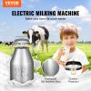 VEVOR Electric Cow Milking Machine, 6.6 Gal / 25 L 304 Stainless Steel Bucket, Automatic Pulsation Vacuum Milker, Portable Milker with Food-grade Sili