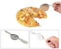 Pizza Cutter Knife with Fork Stainless Steel Portable Dual-Use for Pizza, Pies, Waffles and Dough Cookies Baking Tools