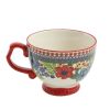 Dazzling Dahlias Red Ceramic 4-Piece Mug Set