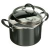 6 Quart Lock and Drain Charcoal Gray Pasta Pot