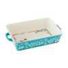 Sweet Romance Blossoms Red, Teal 2-Piece Rectangular Ceramic Baking Dish