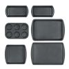 6 Piece Non-Stick Bakeware Sets, Easy for Release and Clean up, Carbon Steel, Gray