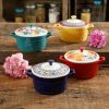 Floral 13-Ounce Assorted Color Casseroles with Lid, Set of 4