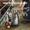 VEVOR Electric Cow Milking Machine, 6.6 Gal / 25 L 304 Stainless Steel Bucket, Automatic Pulsation Vacuum Milker, Portable Milker with Food-grade Sili