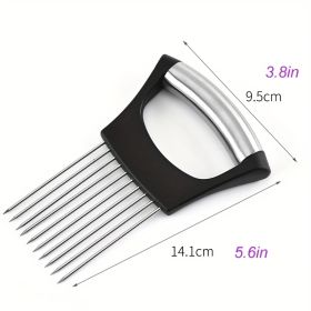 Onion Slicer Holder, Onion Holder For Slicing, 304 Stainless Steel Onion Slicer Cutter, Lemon Holder Slicer, Creative Onion Slicer Holder, Onion Slice (Color: BLACK)