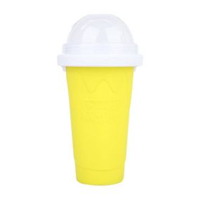 Summer Squeeze Homemade Juice Water Bottle Quick-Frozen Smoothie Sand Cup Pinch Fast Cooling Magic Ice Cream Slushy Maker Beker (Color: yellow)