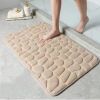 1pc Memory Foam Bath Rug, Cobblestone Embossed Bathroom Mat, Rapid Water Absorbent And Washable Bath Rugs, Non-Slip, Thick, Soft And Comfortable Carpe