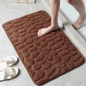 1pc Memory Foam Bath Rug, Cobblestone Embossed Bathroom Mat, Rapid Water Absorbent And Washable Bath Rugs, Non-Slip, Thick, Soft And Comfortable Carpe (Color: Coffee, size: 40*60cm)