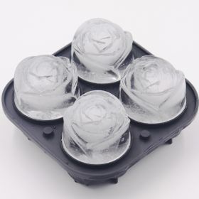 1pc Rose Shaped Ice Cube Tray; Silicone Ice Cube Mold; Kitchen Gadget (Color: BLACK)