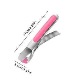 1pc Hot Bowl Dish Plate Gripper Clips; 304 Stainless Steel Anti-Scalding Tong Clamp; Anti-Scalding Kitchen Gadget; Heat Resistant Silicone Cooking Pin (Color: pink)