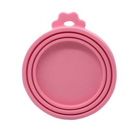 1pc 3 In 1 Reusable Food Storage Keep Fresh Tin Cover Cans Cap Pet Can Box Cover Silicone Can Lid Hot Kitchen Supply Mould Proof Hot (Color: pink)