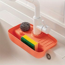 1pc; Sink Splash Guard; Drain Storage Rack; Rack Holder For Scourers Scrubber Sponge Dishcloth; Kitchen Supplies (Color: orange)