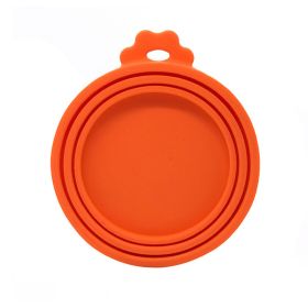 1pc 3 In 1 Reusable Food Storage Keep Fresh Tin Cover Cans Cap Pet Can Box Cover Silicone Can Lid Hot Kitchen Supply Mould Proof Hot (Color: orange)