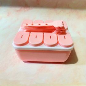 1pc Food Grade Silicone Popsicle Ice Cream Mold Homemade Box Home Ice Cream Stick Ice Tray Grinding Ice Cube Popsicle Mold (Items: Popsicle Mold, Color: Square Pink)