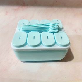 1pc Food Grade Silicone Popsicle Ice Cream Mold Homemade Box Home Ice Cream Stick Ice Tray Grinding Ice Cube Popsicle Mold (Items: Popsicle Mold, Color: Square Blue)