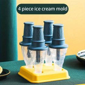 4pcs Ice Cream Molds Shapes; Frozen Ice Popsicle Maker (Color: dark blue)