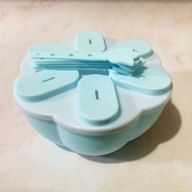 1pc Food Grade Silicone Popsicle Ice Cream Mold Homemade Box Home Ice Cream Stick Ice Tray Grinding Ice Cube Popsicle Mold (Items: Popsicle Mold, Color: Round Blue)