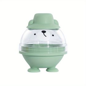 1pc; Large Whiskey Ice Cube Mold; Sphere Ice Cube Mold Tray With Lid; Silicone Ice Maker; Household Ice Cube Box; Kitchen Supplies (Color: Green Bear)