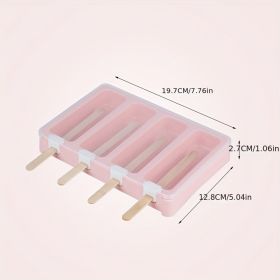 1pc Plastic PP Flat Lying Multi-layer Stacking With Dust-proof Cover; Ice Cream Mold; Homemade Ice Cream Mold (Color: pink)