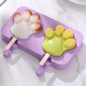 1pc Silicone Ice Cream Mold + Lid + 50pcs Ice Cream Stick Silicone Ice Cube Ice Cream Household Homemade Stick Ice Pop Mold Ice Hockey Mold Ice Cream (Quantity: 2 Bear Paws + Cover + 50 Ice Cream Sticks)