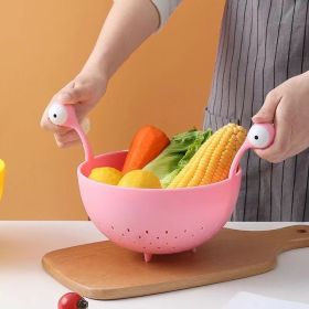 1pc Kitchen Strainer - Big-Eyed Monster Design BPA-Free Food Strainer For Fruits And Pasta - Fun And Safe (Color: pink)