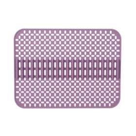 1pc Kitchen Silicone Drain Mat; Kitchen Sink Protection Anti-Scratch Mat; Non-Slip Card Bowl Card Position Mat; 16.93*12.6inch (Quantity: 1pc, Color: Purple)