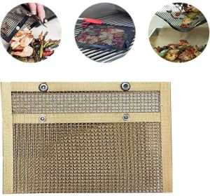 Non-Stick BBQ Mesh Grilling Bag Barbeque Grill Mesh Bag BBQ Accessories Bag (Color: Gold, size: large)