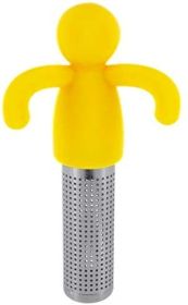 Cute Tea Infuser Man for Loose Tea Stainless Steel Man Shape Loose Leaf Tea Steeper Ball Strainer Non-Toxic Easy to Use and Clean (Color: yellow)