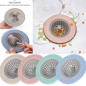 Portable Silicone Strainer Waste Plug Sink Filter Bathroom Shower Drain Sink Drains Cover Sink Colander Sewer Hair Strainer (Color: green)