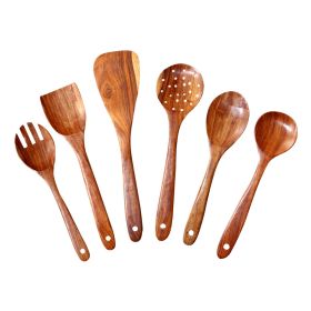 WILLART Kitchen Utensils Set; Wooden Cooking Utensil Set Non-stick Pan Kitchen Tool Wooden Cooking Spoons and Spatulas Wooden Spoons for cooking salad (Brown: Wooden Spatula)