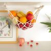 Fruit Hammock; Gray Fruit Basket; 100% Cotton; Screws & S Hooks; Banana Holder; Hanging Fruit Basket for Potato Storage