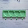 1pc Food Grade Silicone Ice Cream Mold 4 Grids Love-shaped Large Ice-cream Popsicle Mold Cake Soap Jelly Pudding Baking Mold