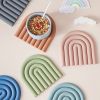 1pc Rainbow Silicone Heat Insulation Pad; Eco Friendly Soft Table Mat; Heat Resistant Silicone Trivets For Pots And Pans; Square Silicone Hot Pads