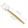 1pc Stainless Steel Dough Whisk With Wooden Handle - Bread Making Tool For Kitchen; Ideal For Homemade Pizza; Bread Dough And Pastry; Rust-Resistant A