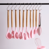 11pcs Wooden Handle Silicone Kitchen Utensils Set Storage Bucket Non-stick Shovel Spoon Cooking Kitchen Utensils 11 Pieces Set Silicone Shovel Spoon