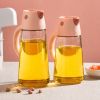 1pc Automatic Opening And Closing Glass Oil Pot; Kitchen Leak-proof Oil Can With Lid; Seasoning Bottle; Vinegar Bottle; Oil Bottle