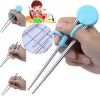 Learning Chopsticks Helper Training Chopstick Stainless Steel Chopsticks for Right or Left Handed Kids Teens Adults Beginners